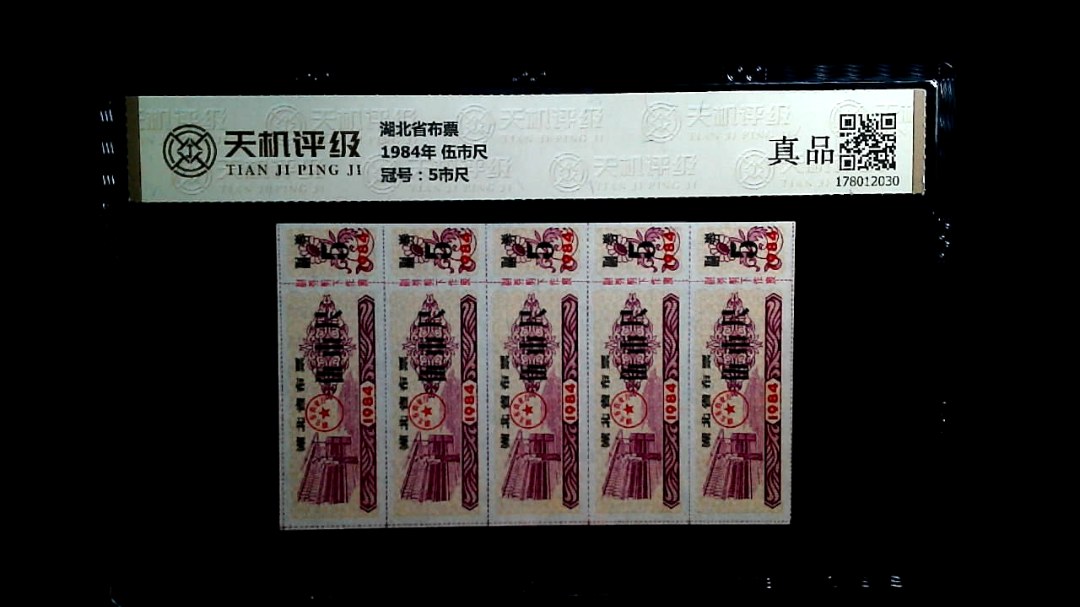湖北省布票1984年 伍市尺，冠号5市尺，纸币，钱币收藏