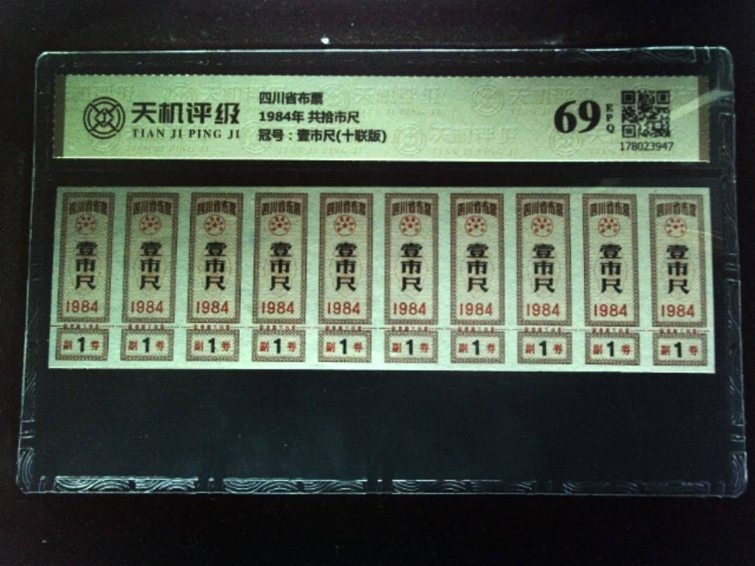四川省布票1984年 共拾市尺，冠号壹市尺(十联版)，纸币，钱币收藏