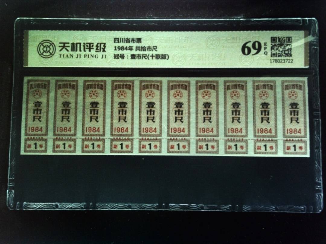 四川省布票1984年 共拾市尺，冠号壹市尺(十联版)，纸币，钱币收藏