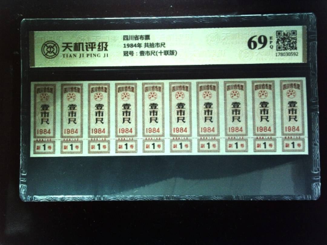 四川省布票1984年 共拾市尺，冠号壹市尺(十联版)，纸币，钱币收藏