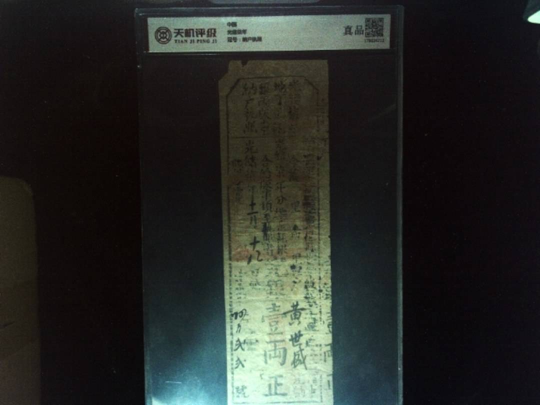 中国光绪柒年，冠号纳户执照，纸币，钱币收藏