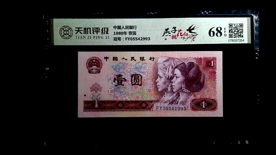 中国人民银行1980年 壹圆，冠号FY05542993，纸币，钱币收藏